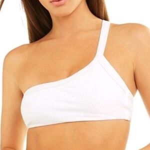 Aerie White Ribbed Bandeau Top